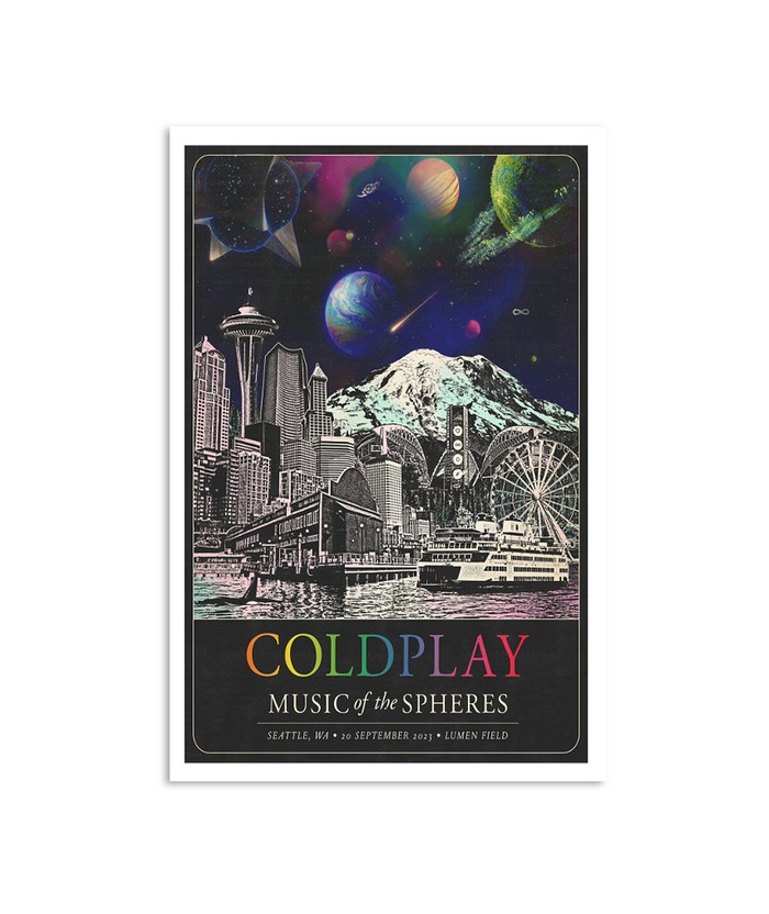 【直筆サイン入り】COLDPLAY 2023年東京ドーム ポスター Coldplay Music of the Spheres Seattle, WA 2023 Poster