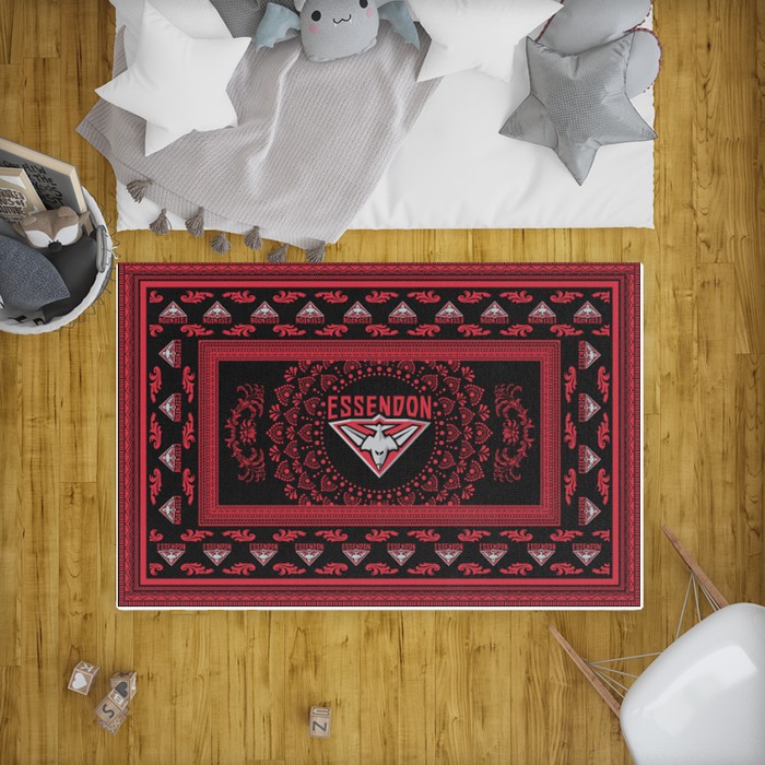 Essendon Football Club Square Rug Custom prints store Tshirts, mugs, face masks, posters