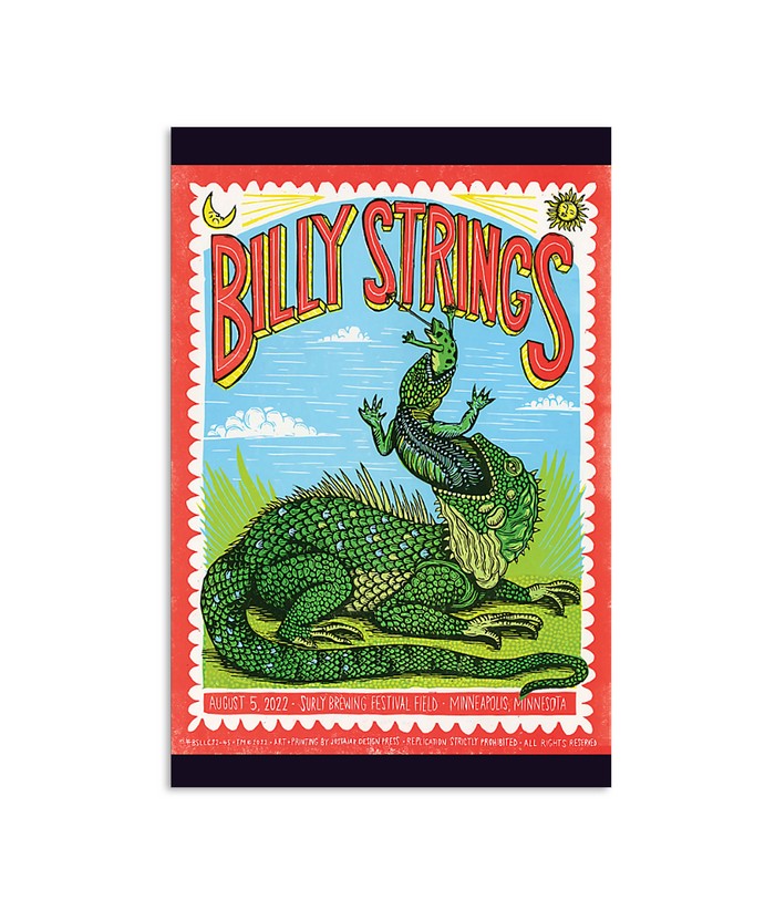 Poster Billy Strings Surly Brewing Festival Field Minneapolis, Minnesota August 5 2022 Custom