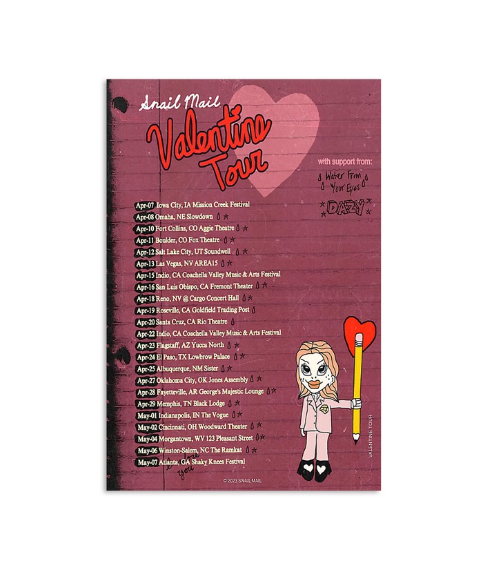 Snail Mail Valentine Tour 2023 Poster Custom prints store Tshirts